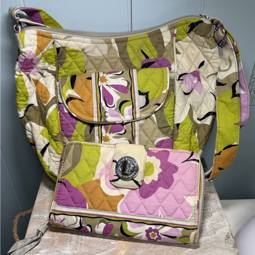 Vera Bradley Portobello Road Crescent Handbag and Turnlock Wallet